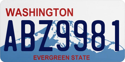 WA license plate ABZ9981