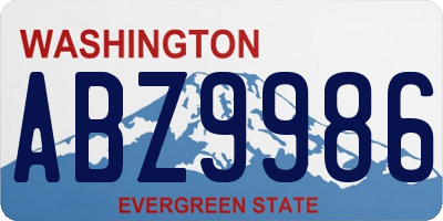 WA license plate ABZ9986