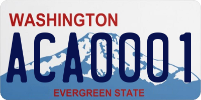 WA license plate ACA0001