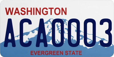 WA license plate ACA0003