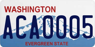 WA license plate ACA0005