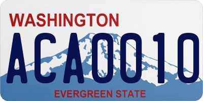 WA license plate ACA0010