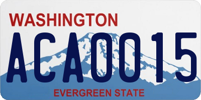 WA license plate ACA0015