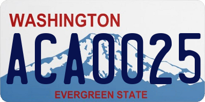 WA license plate ACA0025