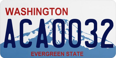 WA license plate ACA0032