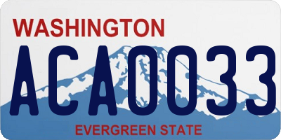 WA license plate ACA0033