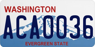 WA license plate ACA0036