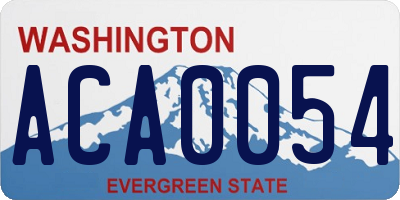 WA license plate ACA0054