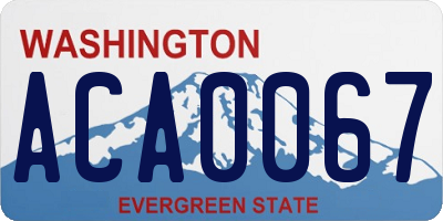 WA license plate ACA0067