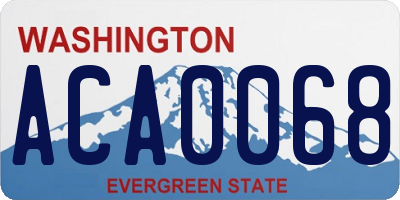 WA license plate ACA0068