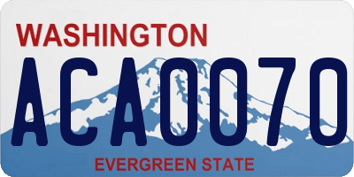 WA license plate ACA0070