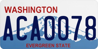 WA license plate ACA0078