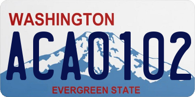 WA license plate ACA0102