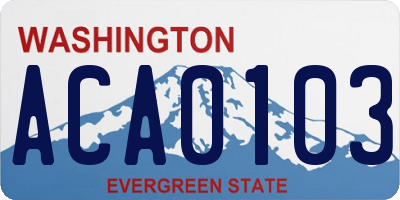 WA license plate ACA0103