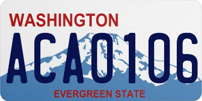 WA license plate ACA0106