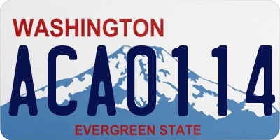 WA license plate ACA0114