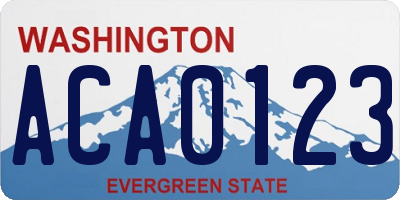 WA license plate ACA0123