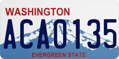 WA license plate ACA0135