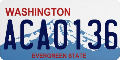 WA license plate ACA0136
