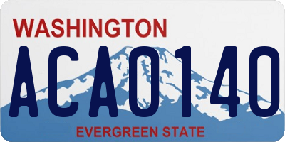 WA license plate ACA0140