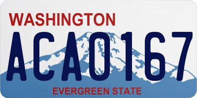 WA license plate ACA0167