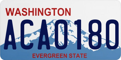 WA license plate ACA0180