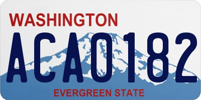 WA license plate ACA0182