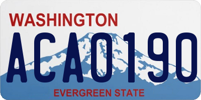 WA license plate ACA0190
