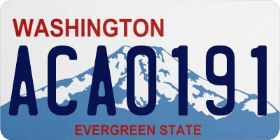 WA license plate ACA0191