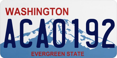 WA license plate ACA0192