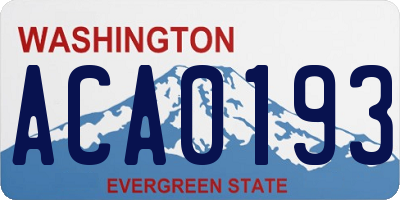 WA license plate ACA0193