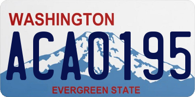 WA license plate ACA0195