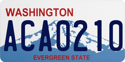 WA license plate ACA0210
