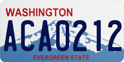WA license plate ACA0212
