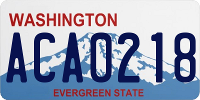 WA license plate ACA0218