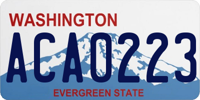 WA license plate ACA0223