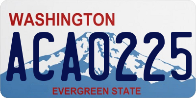 WA license plate ACA0225