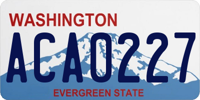 WA license plate ACA0227