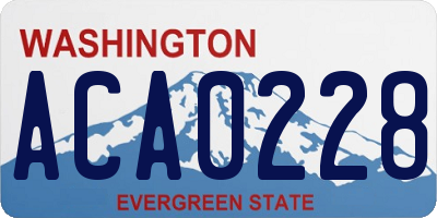 WA license plate ACA0228