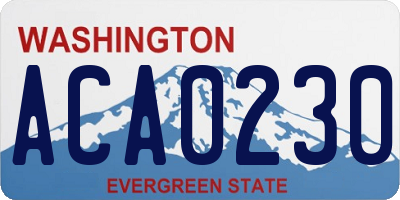 WA license plate ACA0230