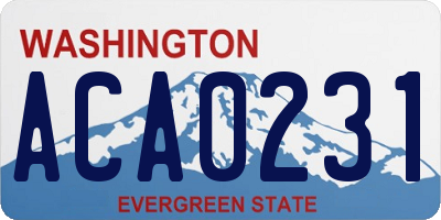 WA license plate ACA0231