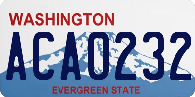 WA license plate ACA0232