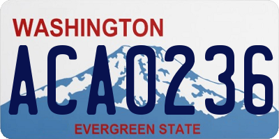 WA license plate ACA0236