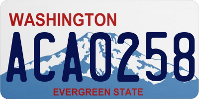 WA license plate ACA0258
