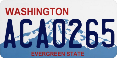 WA license plate ACA0265