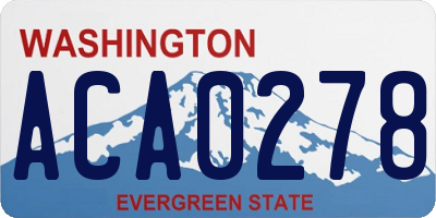 WA license plate ACA0278