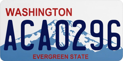 WA license plate ACA0296