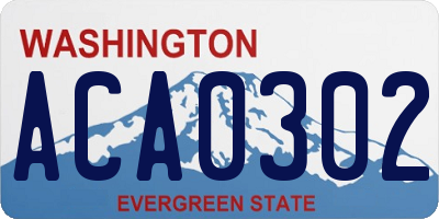 WA license plate ACA0302