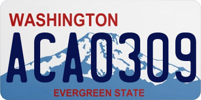 WA license plate ACA0309