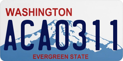 WA license plate ACA0311